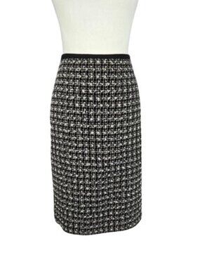 Talbots Black White Tweed Plaid A-Line Skirt Size 10 Lined